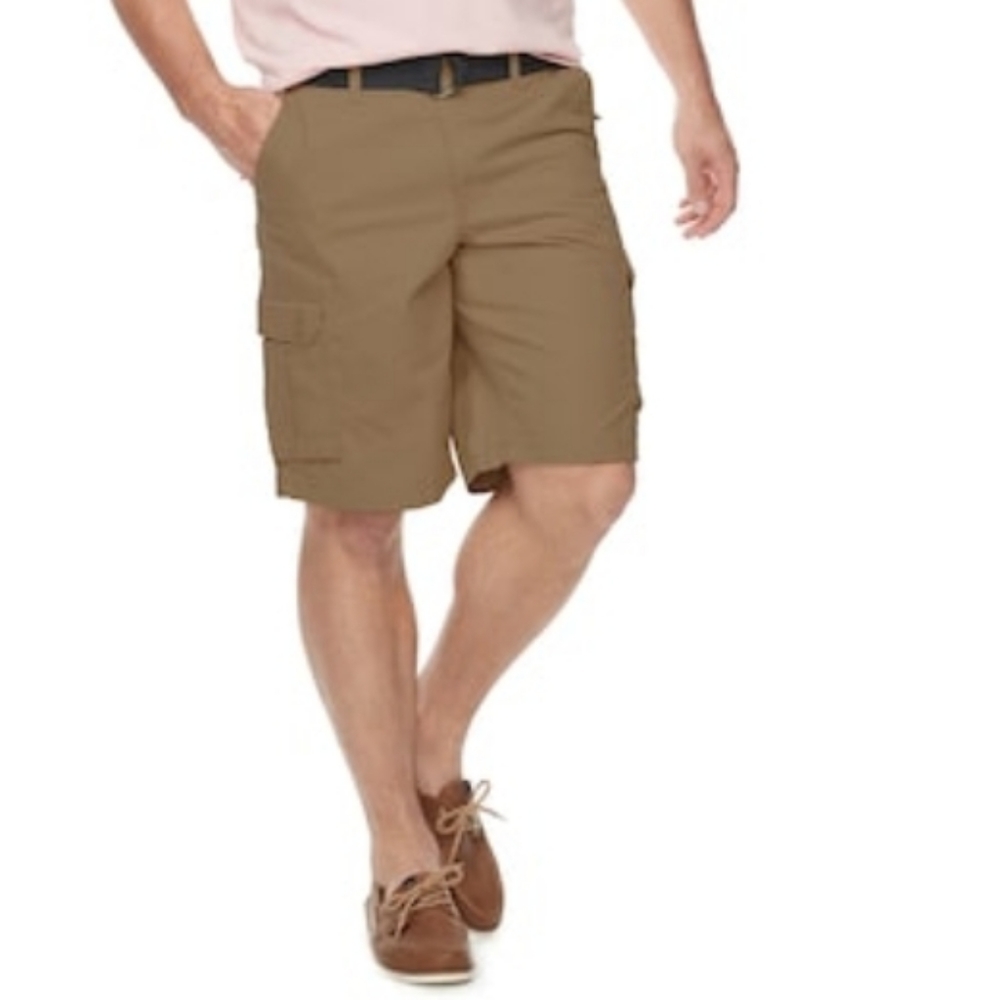 Men's Cargo Sonoma Shorts With Belt Big And Tall Brown 100% Cotton